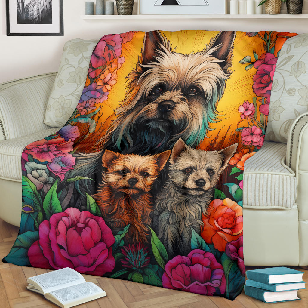 Cairn Terrier Blanket, Trippy Psychedelics Cairn Terrier Fleece Blanket, Cairn Terrier Throw Blanket, Cairn Terrier Gifts