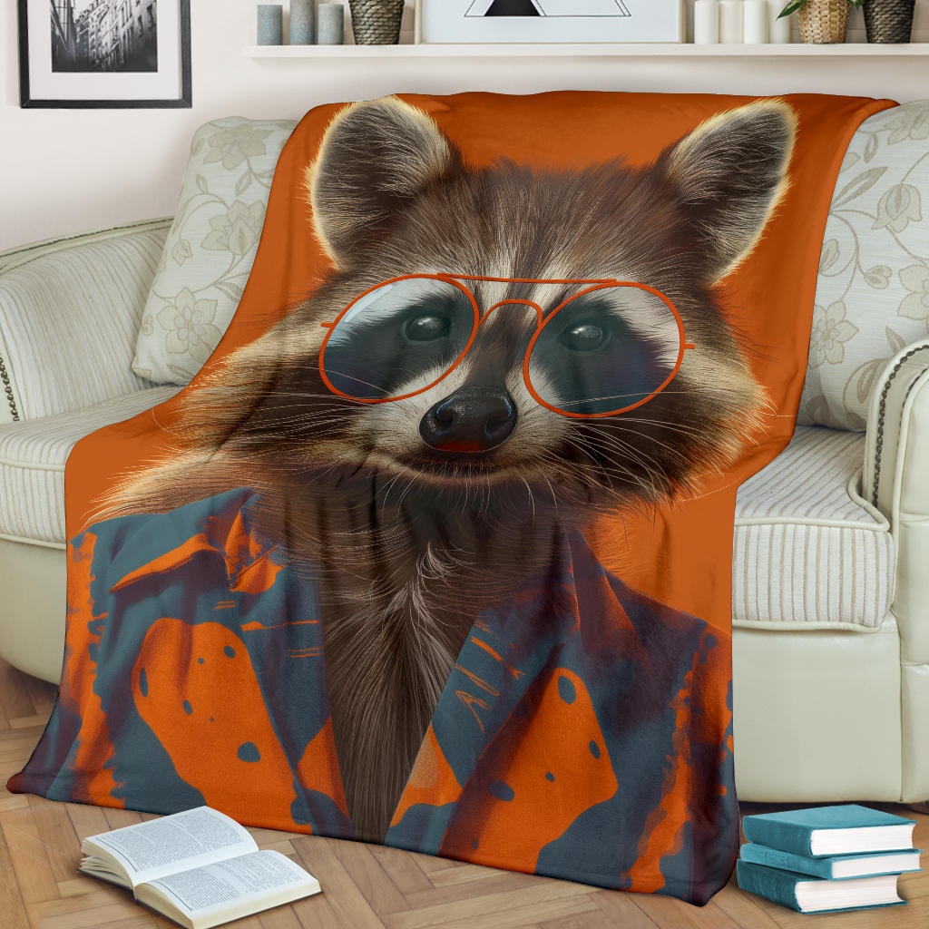 Raccoon Blanket, Trippy Psychedelics Raccoon Fleece Blanket, Raccoon Throw Blanket, Raccoon Gifts