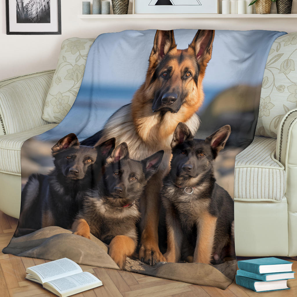 German Shepherd Family Blanket, German Shepherd Gifts, German Shepherd Throw Blanket, German Shepherd Fleece Blanket