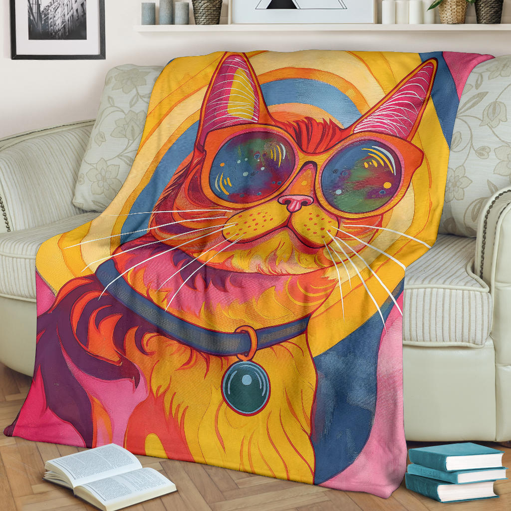 Munchkin cat Blanket, Trippy Psychedelics Munchkin cat Fleece Blanket, Munchkin cat Throw Blanket, Munchkin cat Gifts