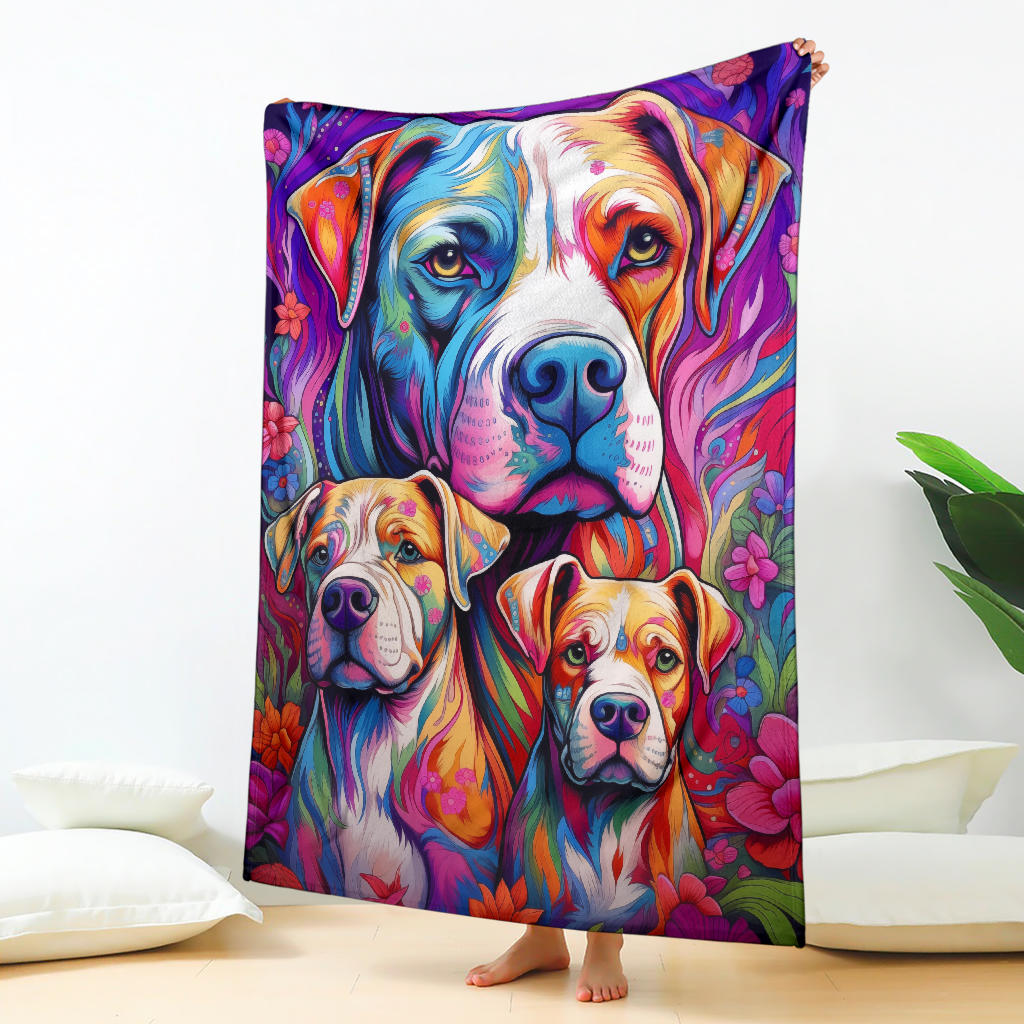 American Bulldog Blanket, Trippy Psychedelics American Bulldog Fleece Blanket, American Bulldog Throw Blanket, American Bulldog Gifts