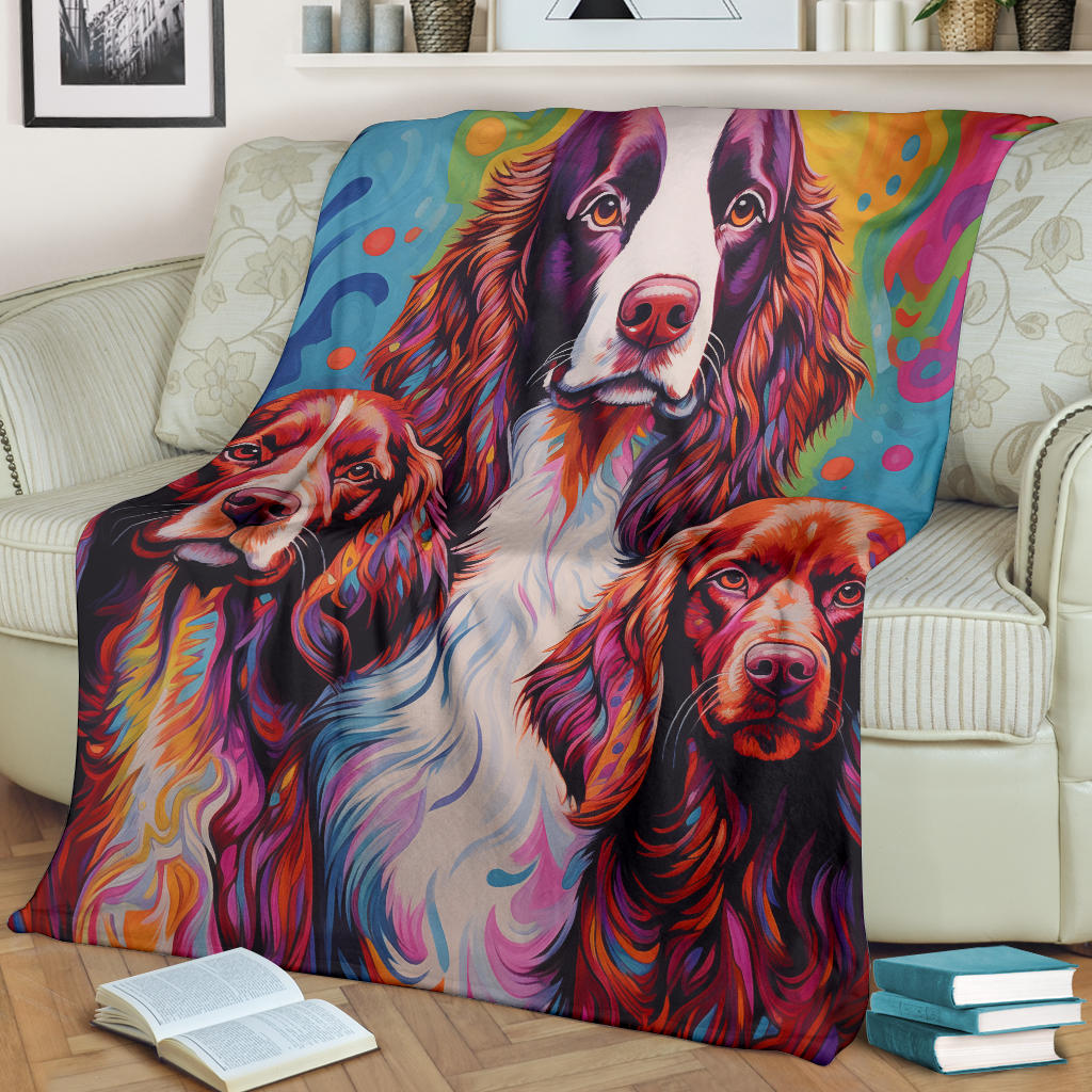 Welsh Springer Spaniel Blanket, Trippy Psychedelics Welsh Springer Spaniel Fleece Blanket, Welsh Springer Spaniel Throw Blanket, Welsh Springer Spaniel Gifts