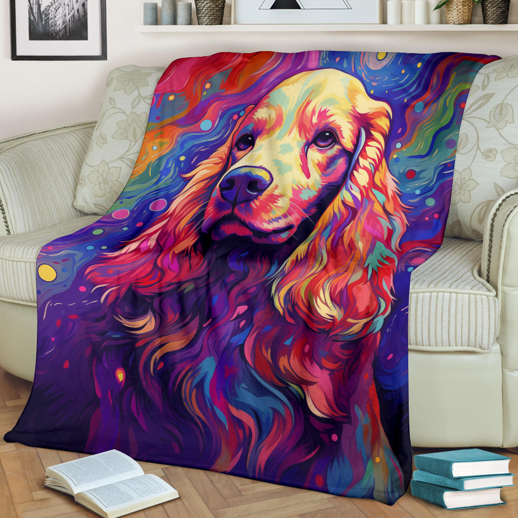 Cocker Spaniel Blanket, Cocker Spaniel Trippy Psychedelics Blanket, Cocker Spaniel Gifts, Cocker Spaniel Throw Blanket