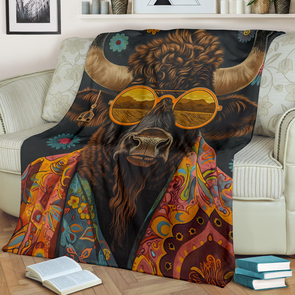 Buffalo Blanket, Trippy Psychedelics Buffalo Fleece Blanket, Buffalo Throw Blanket, Buffalo Gifts