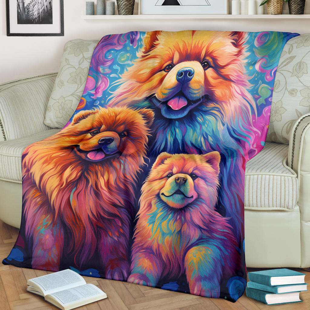 Chow Chow Blanket, Trippy Psychedelics Chow Chow Fleece Blanket, Chow Chow Throw Blanket, Chow Chow Gifts