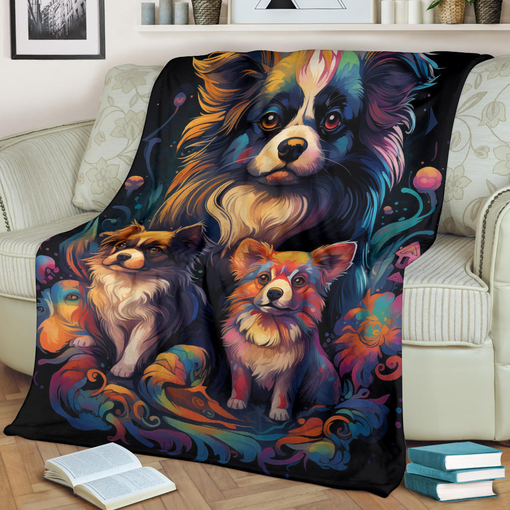 Tibetan Spaniel Blanket, Trippy Psychedelics Tibetan Spaniel Fleece Blanket, Tibetan Spaniel Throw Blanket, Tibetan Spaniel Gifts