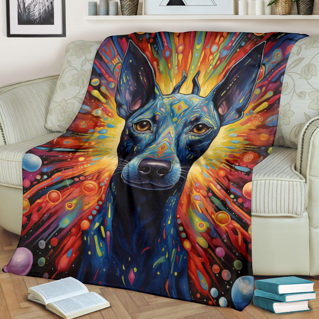 Xoloitzcuintli Blanket, Trippy Psychedelics Xoloitzcuintli Fleece Blanket, Xoloitzcuintli Throw Blanket, Xoloitzcuintli Gifts