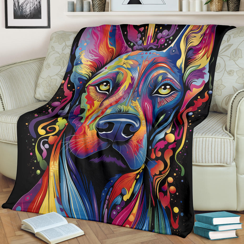 Trippy Psychedelics Doberman Pinscher Blanket, Doberman Pinscher Throw Blanket, Doberman Pinscher Fleece Blanket, Doberman Pinscher Gifts