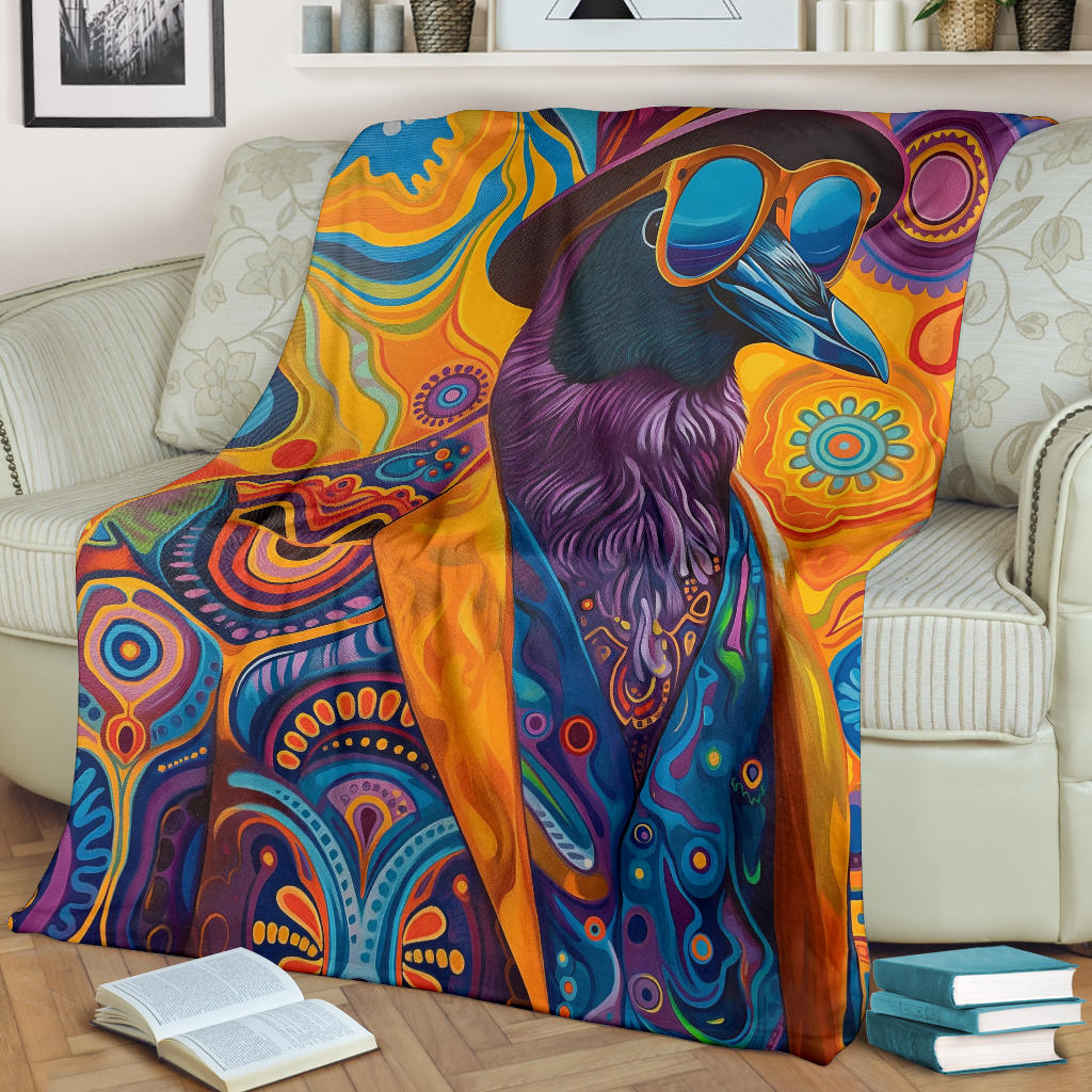 Penguin Blanket, Trippy Psychedelics Penguin Fleece Blanket, Penguin Throw Blanket, Penguin Gifts