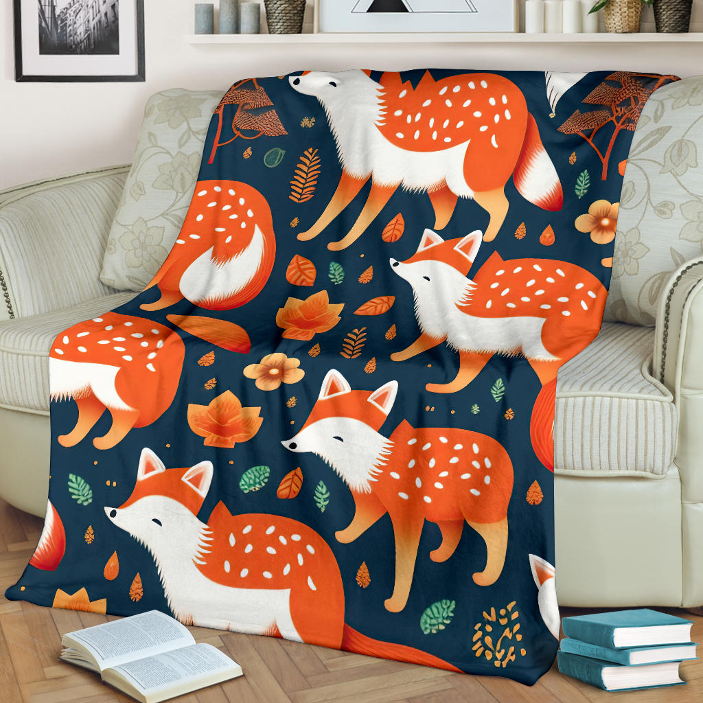 Fox Blanket, Forest Fox Fleece Blanket