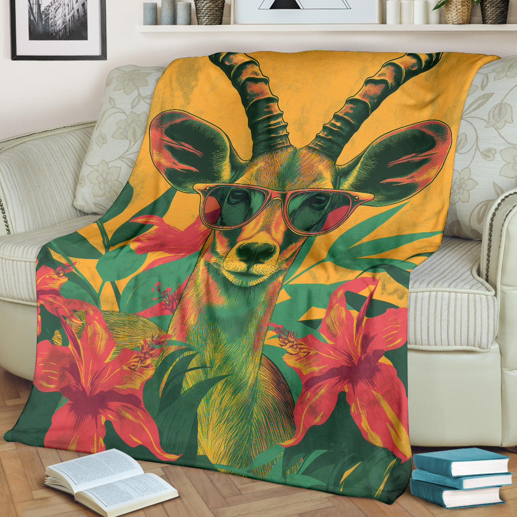 Gazelle animal Blanket, Trippy Psychedelics Gazelle animal Fleece Blanket, Gazelle animal Throw Blanket, Gazelle animal Gifts