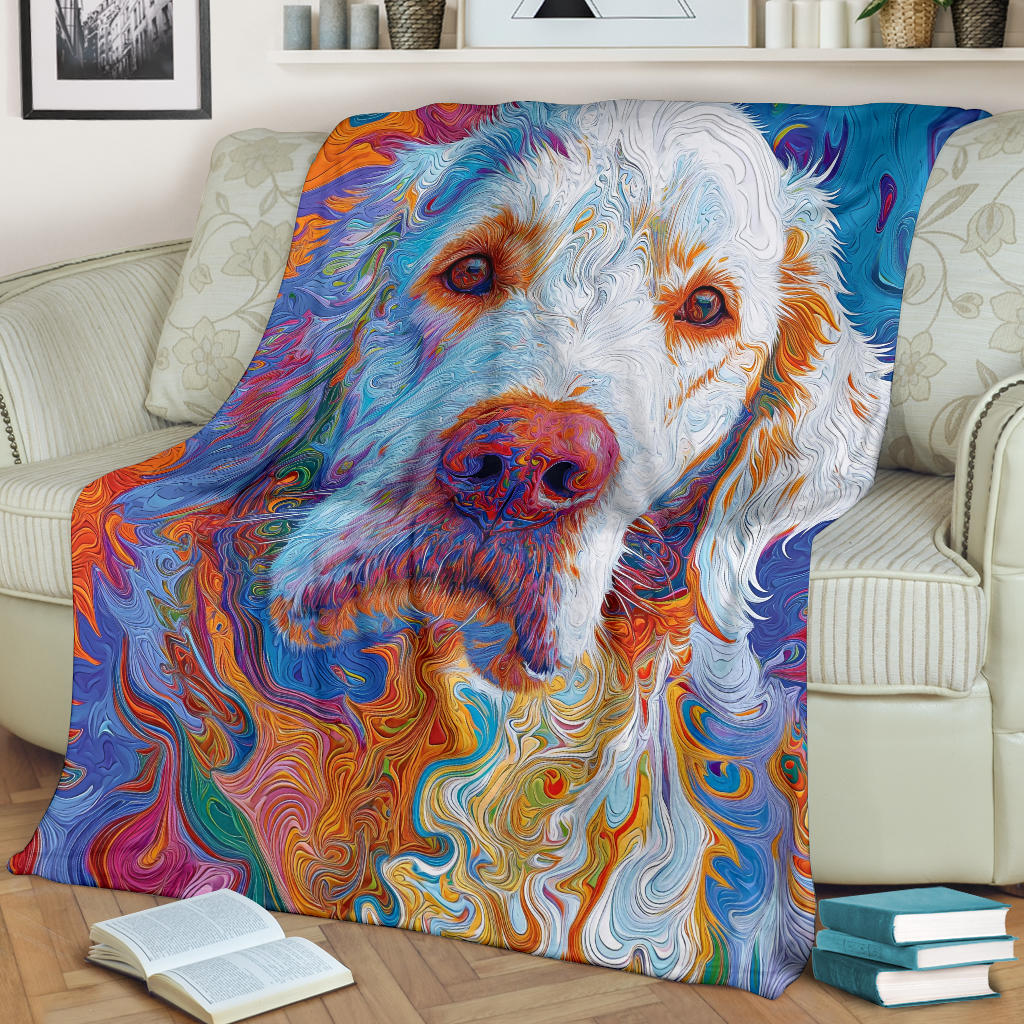 Kuvasz Dog Blanket, Trippy Psychedelics Kuvasz Dog Fleece Blanket, Kuvasz Dog Throw Blanket, Kuvasz Dog Gifts