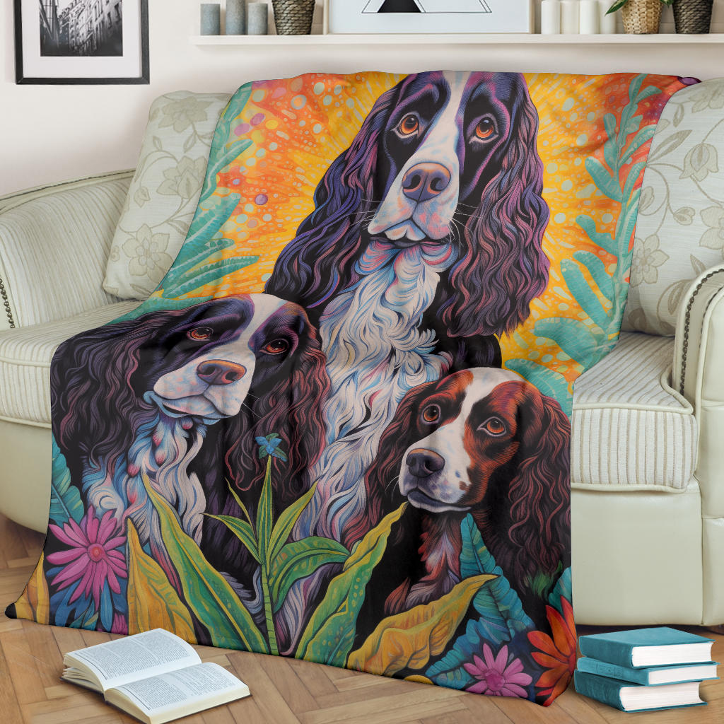 English Springer Spaniel Blanket, Trippy Psychedelics English Springer Spaniel Fleece Blanket, English Springer Spaniel Throw Blanket, English Springer Spaniel Gifts