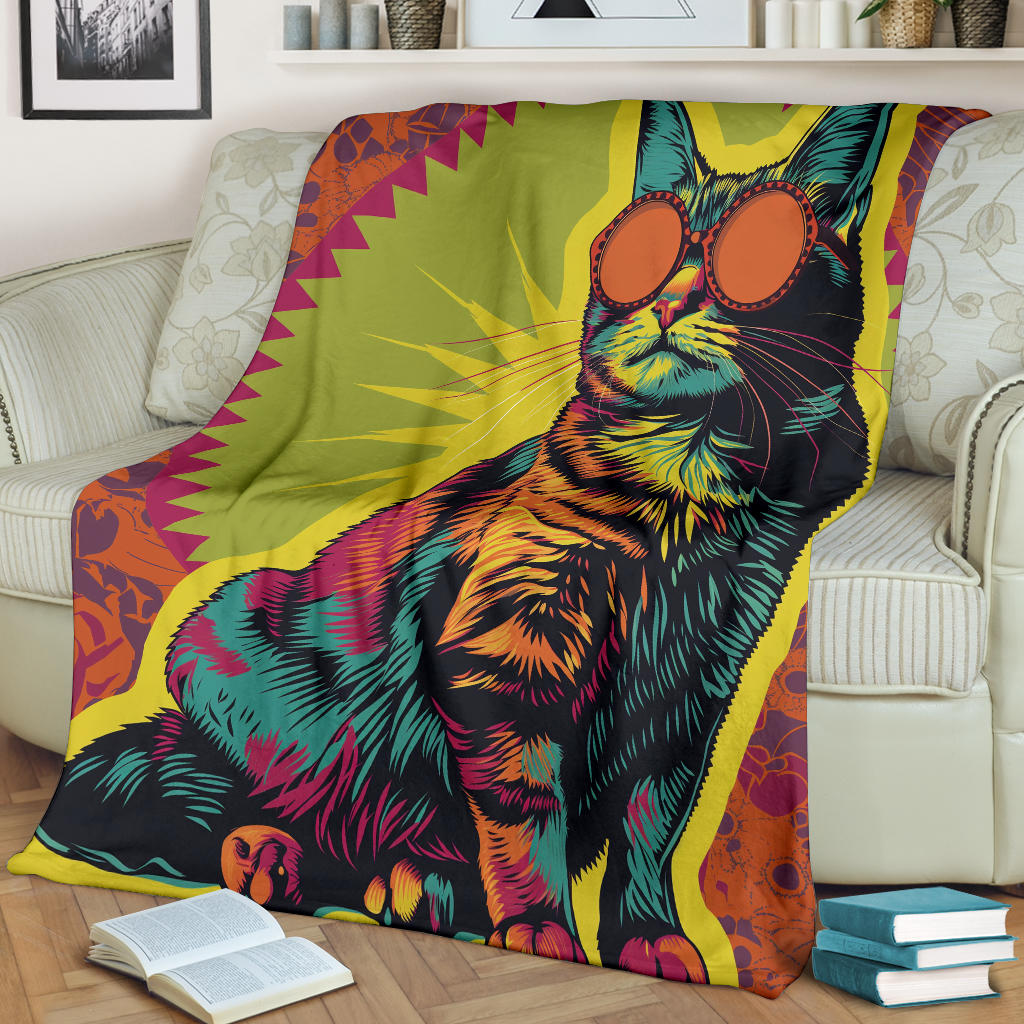 Manx cat Blanket, Trippy Psychedelics Manx cat Fleece Blanket, Manx cat Throw Blanket, Manx cat Gifts