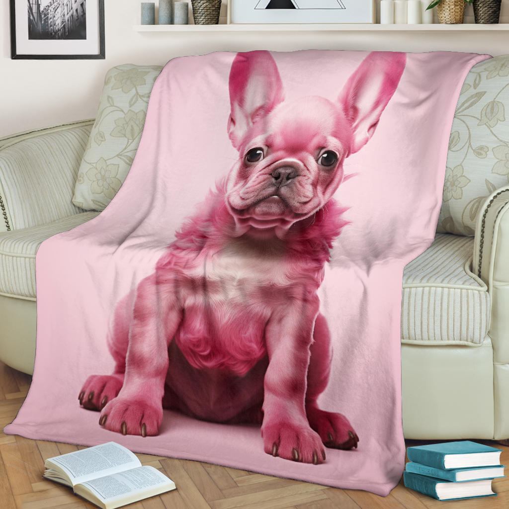 Pink French Bulldog Blanket, French Bulldog Throw Blanket, French Bulldog Fleece Blanket, French Bulldog Gifts