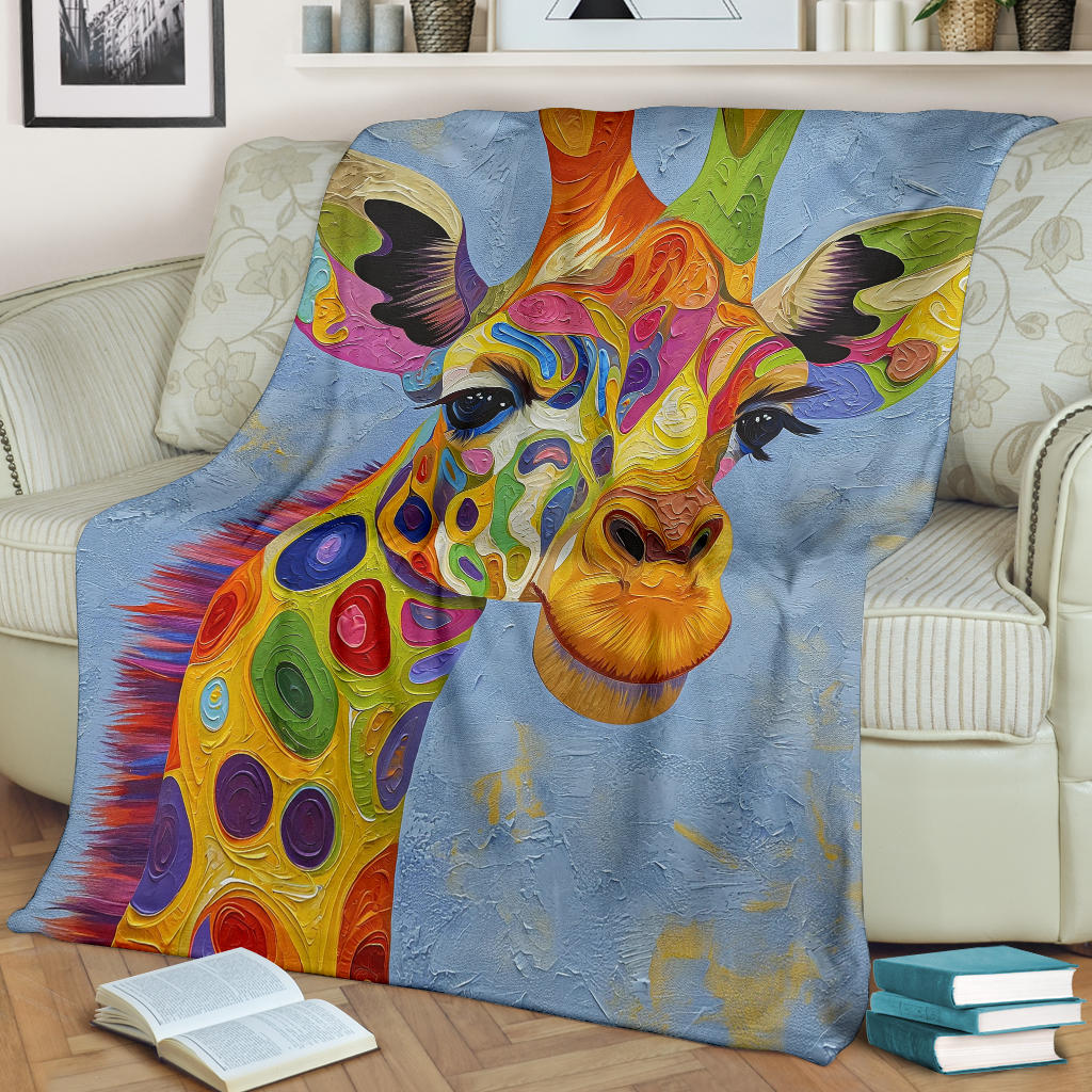 Giraffe Blanket, Trippy Psychedelics Giraffe Fleece Blanket, Giraffe Throw Blanket, Giraffe Gifts