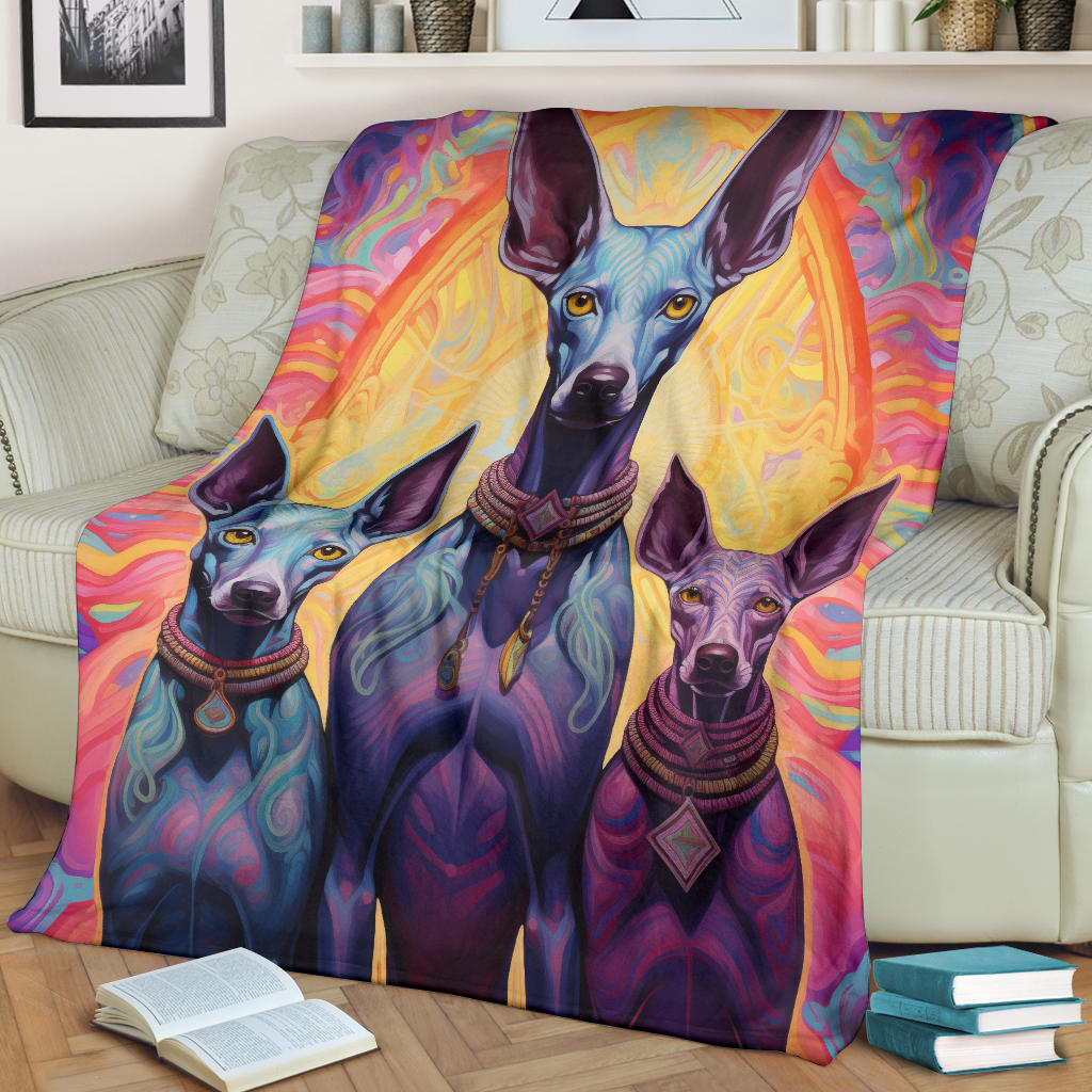 Xoloitzcuintli Blanket, Trippy Psychedelics Xoloitzcuintli Fleece Blanket, Xoloitzcuintli Throw Blanket, Xoloitzcuintli Gifts