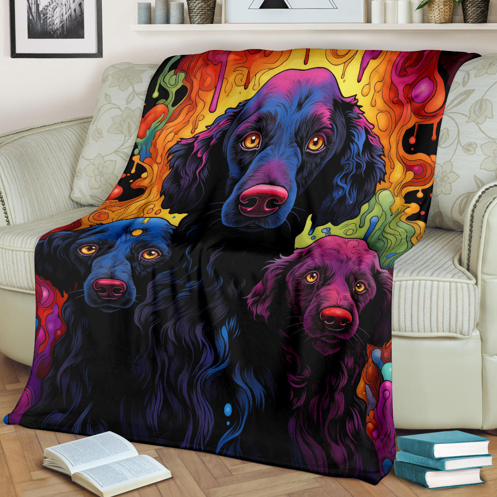 Curly Coated Retriever Blanket, Trippy Psychedelics Curly Coated Retriever Fleece Blanket, Curly Coated Retriever Throw Blanket, Curly Coated Retriever Gifts