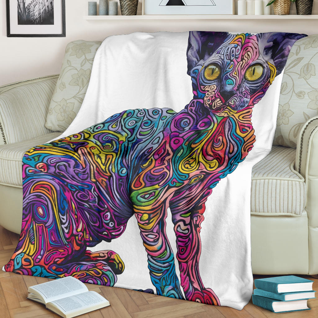 Devon Rex cat Blanket, Trippy Psychedelics Devon Rex cat Fleece Blanket, Devon Rex cat Throw Blanket, Devon Rex cat Gifts