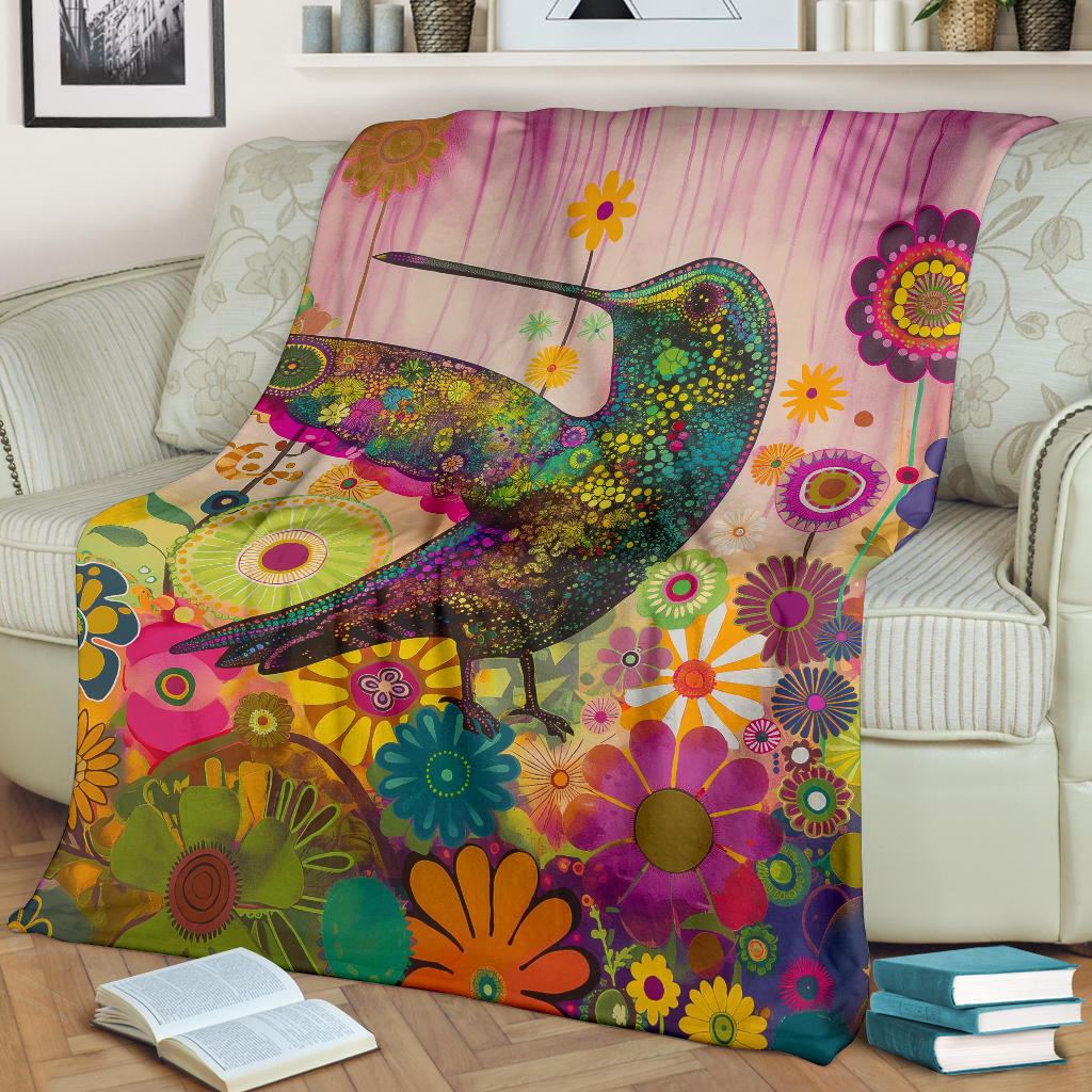 Hummingbird Blanket, Trippy Psychedelics Hummingbird Fleece Blanket, Hummingbird Throw Blanket, Hummingbird Gifts