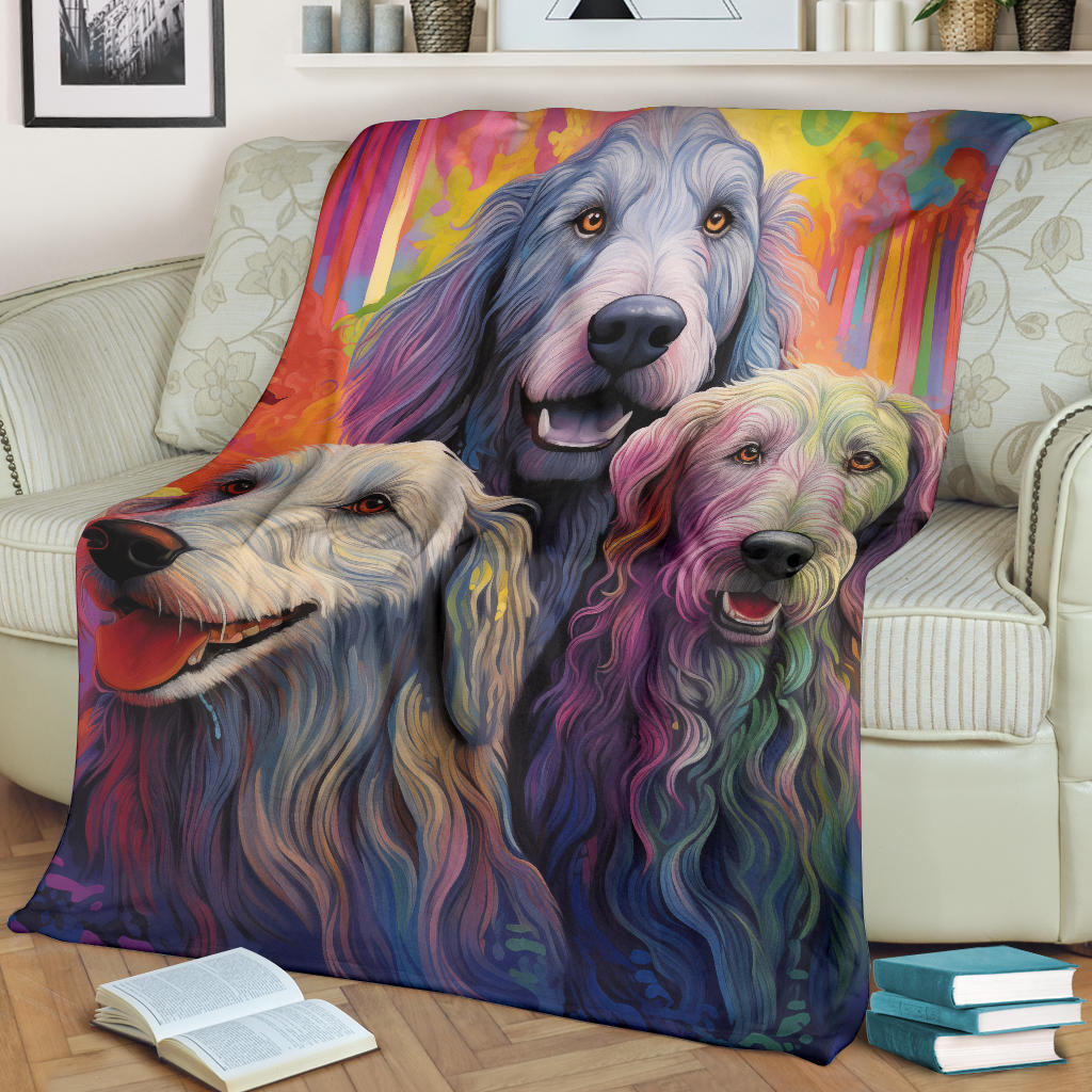 Irish Wolfhound Blanket, Trippy Psychedelics Irish Wolfhound Fleece Blanket, Irish Wolfhound Throw Blanket, Irish Wolfhound Gifts