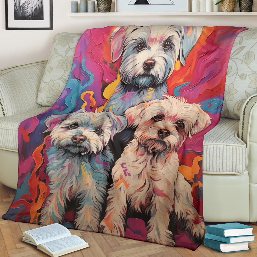 Dandie Dinmont Terrier  Blanket, Trippy Psychedelics Dandie Dinmont Terrier Fleece Blanket, Dandie Dinmont Terrier Throw Blanket, Dandie Dinmont Terrier Gifts