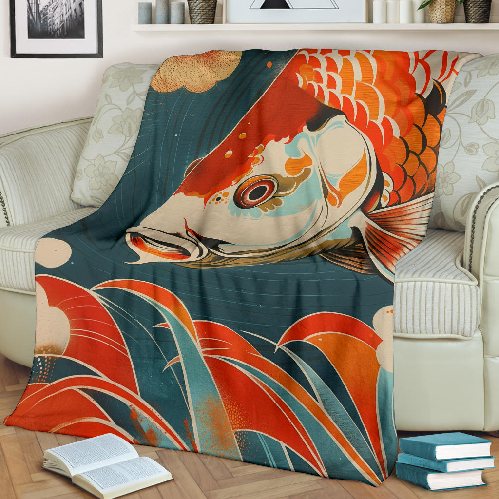 Carp Blanket, Trippy Psychedelics Carp Fleece Blanket, Carp Throw Blanket, Carp Gifts