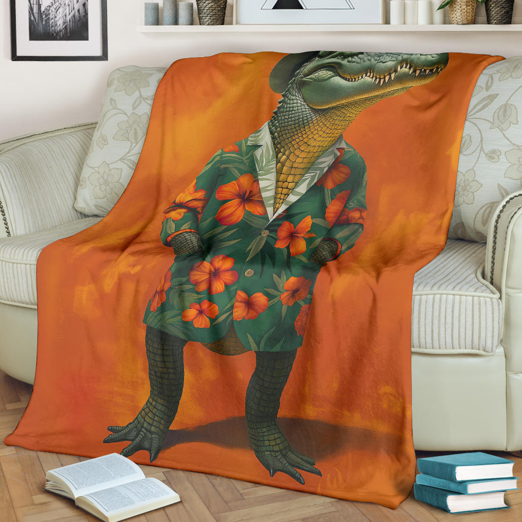 Crocodile Blanket, Trippy Psychedelics Crocodile Fleece Blanket, Crocodile Throw Blanket, Crocodile Gifts