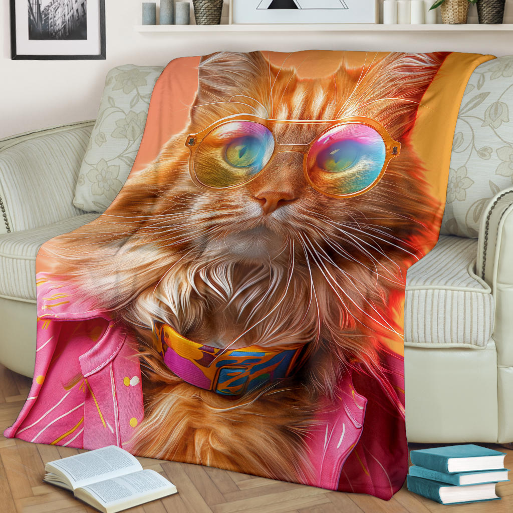 Maine Coon cat Blanket, Trippy Psychedelics Maine Coon cat Fleece Blanket, Maine Coon cat Throw Blanket, Maine Coon cat Gifts