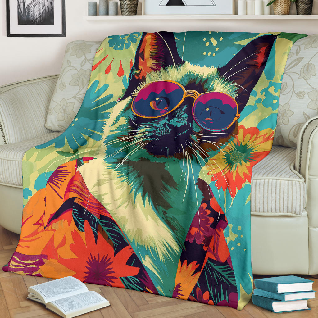 Birman cat Blanket, Trippy Psychedelics Birman cat Fleece Blanket, Birman cat Throw Blanket, Birman cat Gifts