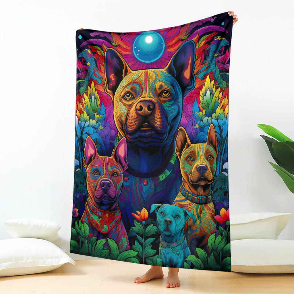 American Staffordshire Terrier Blanket, Trippy Psychedelics American Staffordshire Terrier Fleece Blanket, American Staffordshire Terrier Throw Blanket, American Staffordshire Terrier Gifts