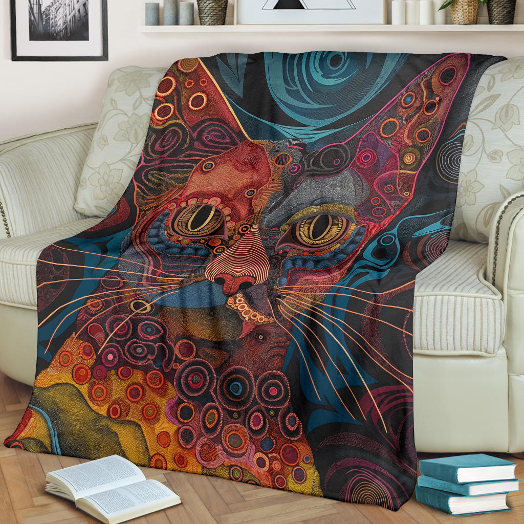 LaPerm cat Blanket, Trippy Psychedelics LaPerm cat Fleece Blanket, LaPerm cat Throw Blanket, LaPerm cat Gifts