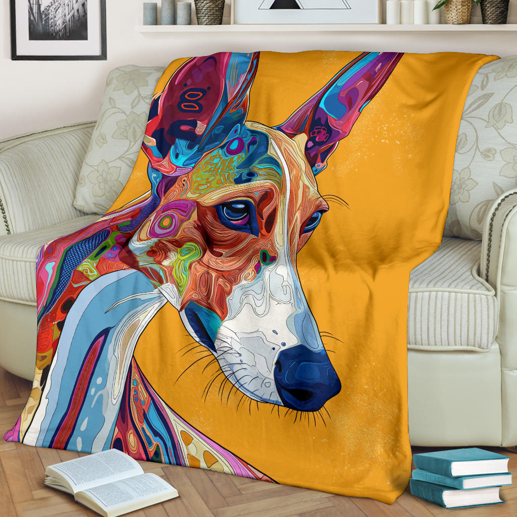 Ibizan Hound Blanket, Trippy Psychedelics Ibizan Hound Fleece Blanket, Ibizan Hound Throw Blanket, Ibizan Hound Gifts