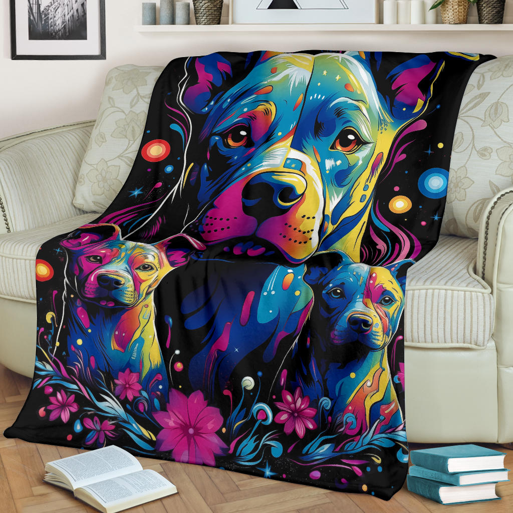 American Pit Bull Blanket, Trippy Psychedelics American Pit Bull Fleece Blanket, American Pit Bull Throw Blanket, American Pit Bull Gifts