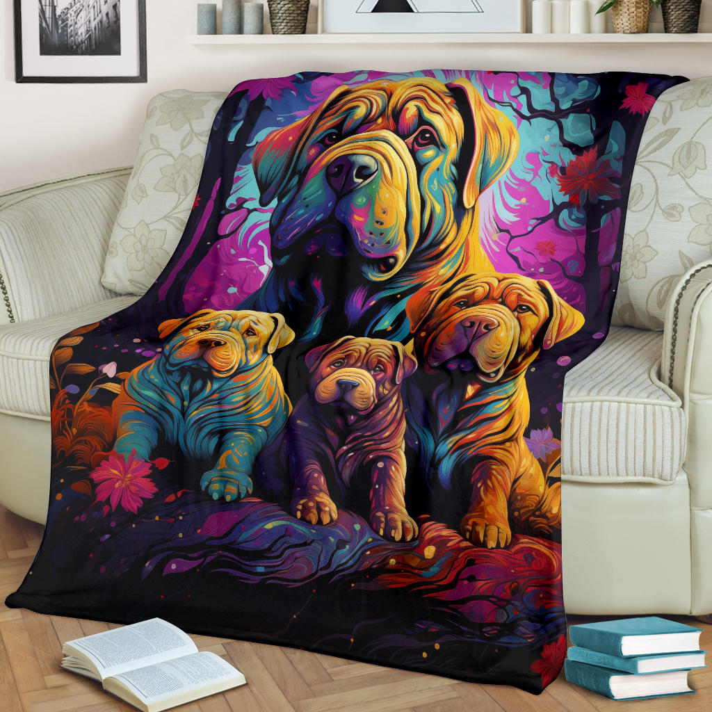 Chinese Shar-Pei Blanket, Trippy Psychedelics Chinese Shar-Pei Fleece Blanket, Chinese Shar-Pei Throw Blanket, Chinese Shar-Pei Gifts