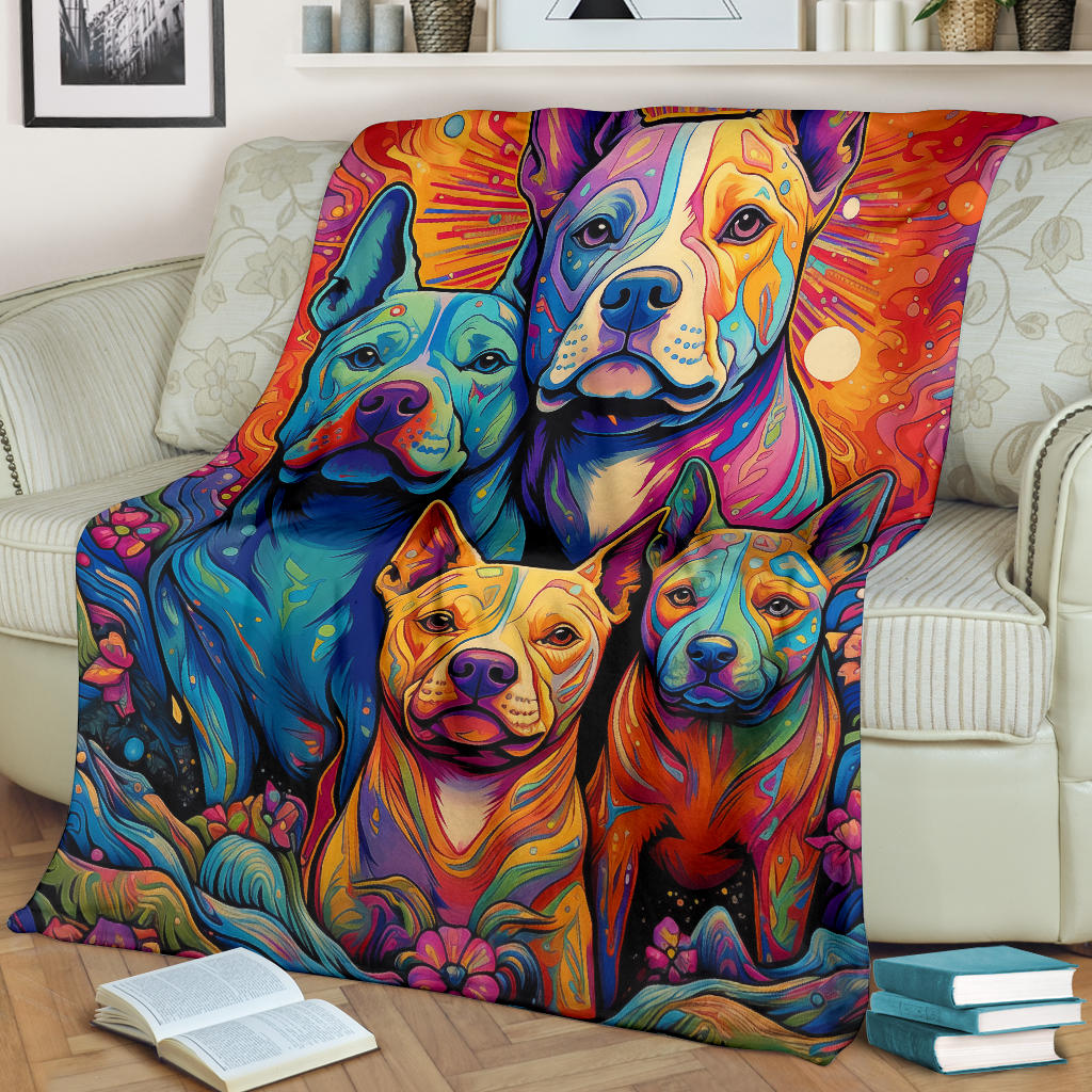 American Staffordshire Terri Blanket, Trippy Psychedelics American Staffordshire Terri Fleece Blanket, American Staffordshire Terri Throw Blanket, American Staffordshire Terri Gifts