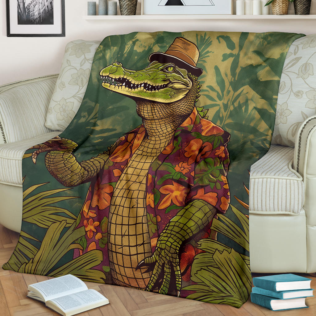 Crocodile Blanket, Trippy Psychedelics Crocodile Fleece Blanket, Crocodile Throw Blanket, Crocodile Gifts