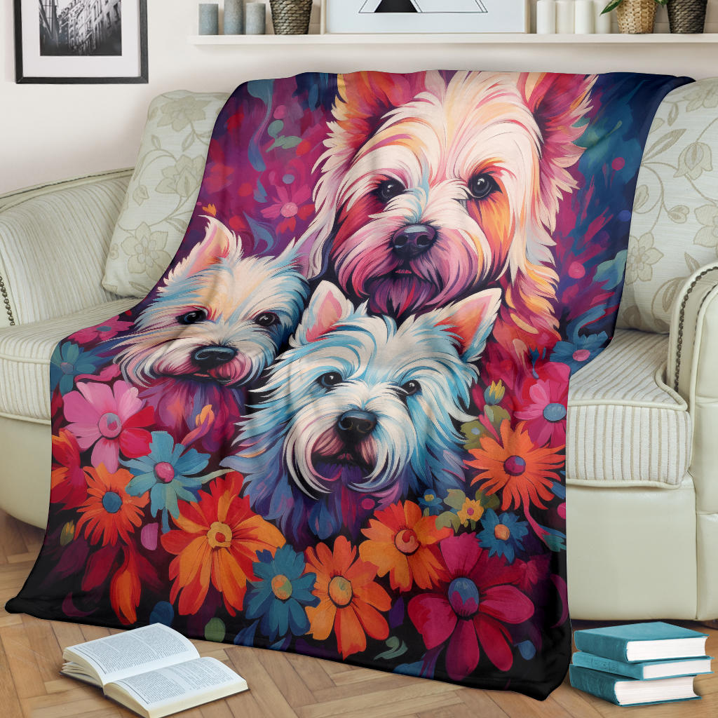 West Highland White Terrier Blanket, Trippy Psychedelics West Highland White Terrier Fleece Blanket, West Highland White Terrier Throw Blanket, West Highland White Terrier Gifts