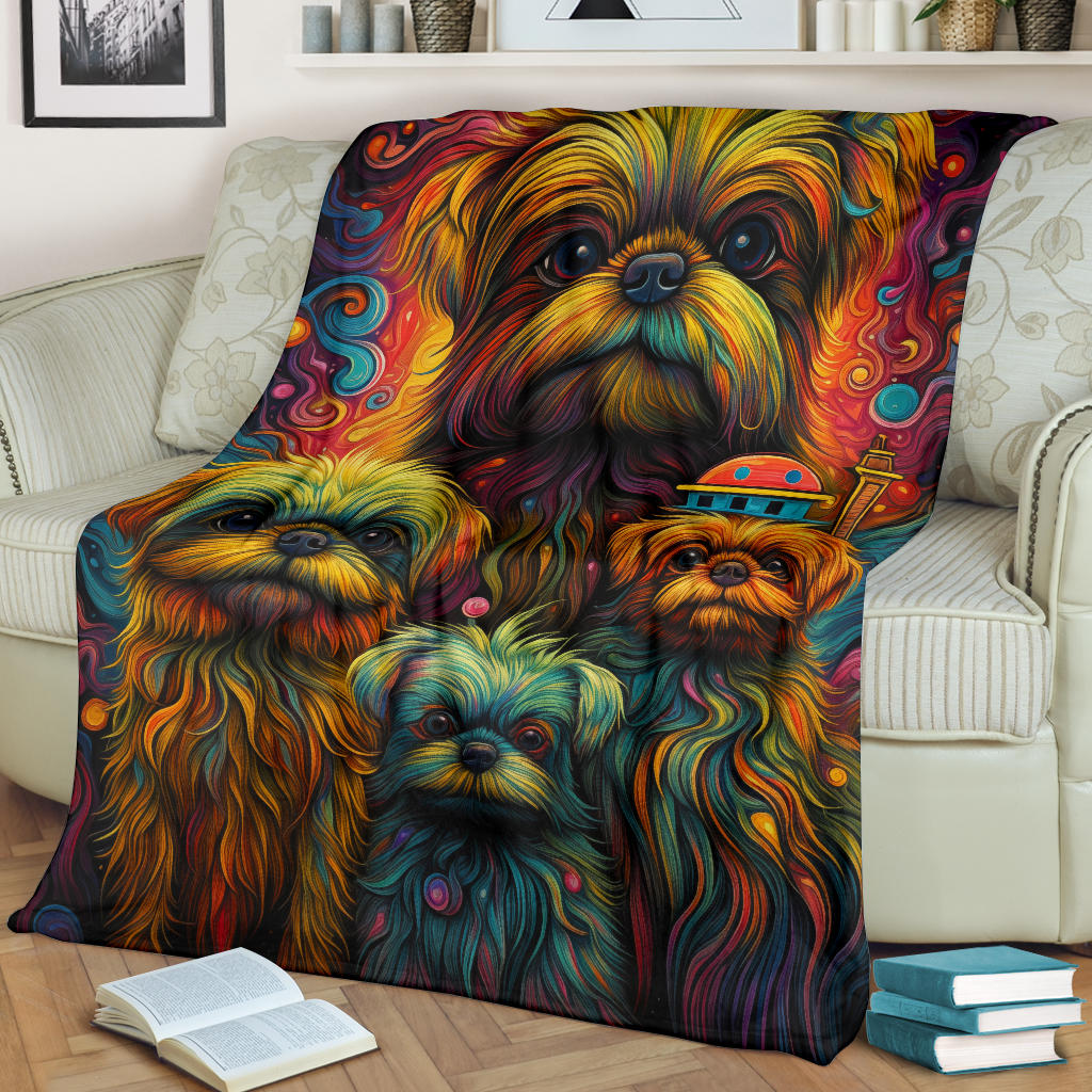 Brussels Griffon Blanket, Trippy Psychedelics Brussels Griffon Fleece Blanket, Brussels Griffon Throw Blanket, Brussels Griffon Gifts