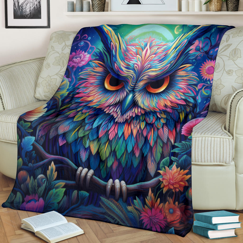 Trippy Psychedelics Owl Blanket