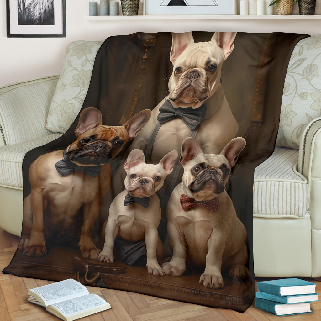 French Bulldog Family Blanket, French Bulldog Throw Blanket, French Bulldog Gifts, French Bulldog Fleece Blanket