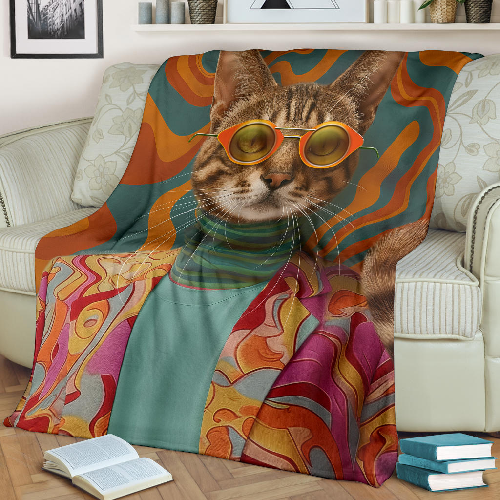 Ocicat Cat Blanket, Trippy Psychedelics Ocicat Cat Fleece Blanket, Ocicat Cat Throw Blanket, Ocicat Cat Gifts