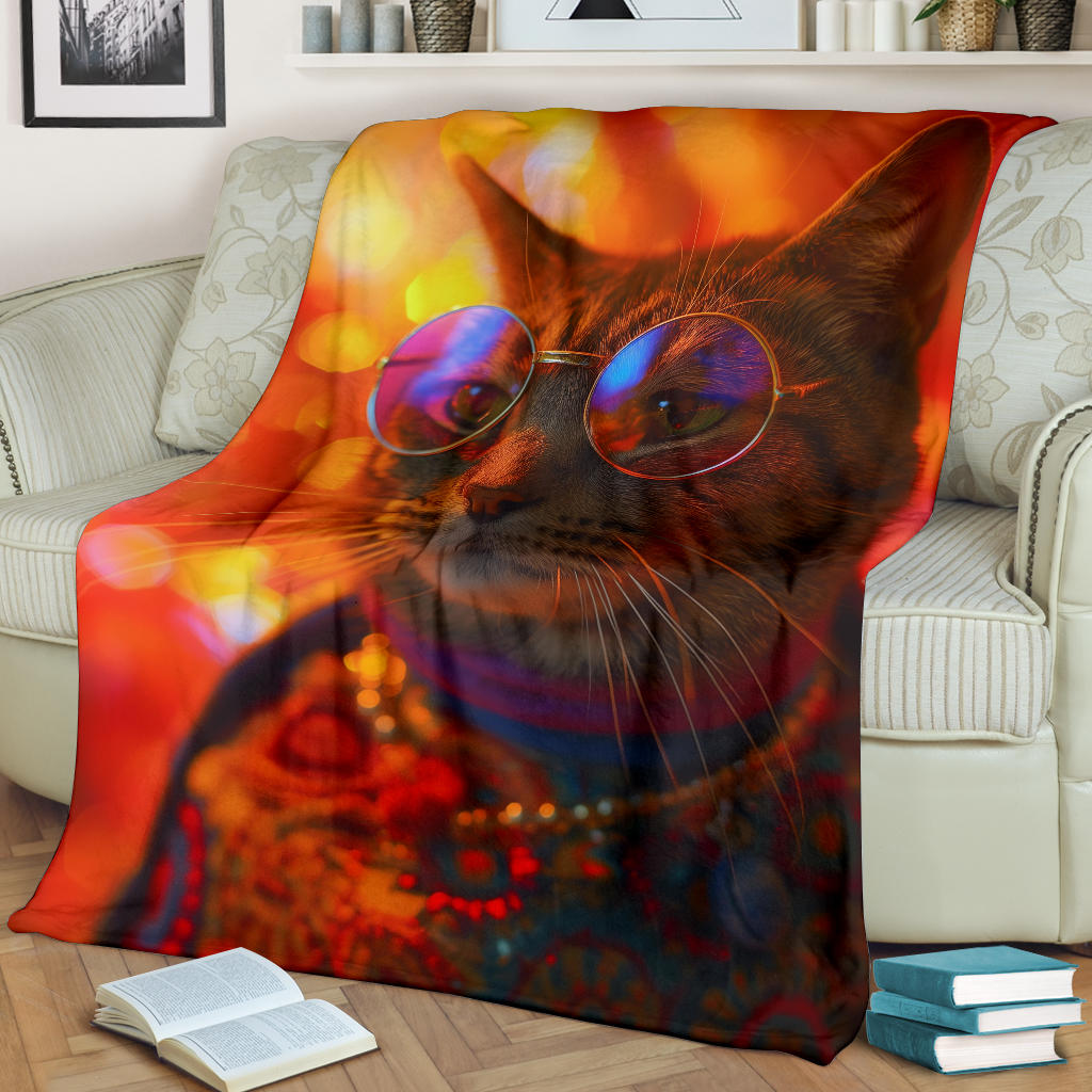 Pixie-bob Cat Blanket, Trippy Psychedelics Pixie-bob Cat Fleece Blanket, Pixie-bob Cat Throw Blanket, Pixie-bob Cat Gifts