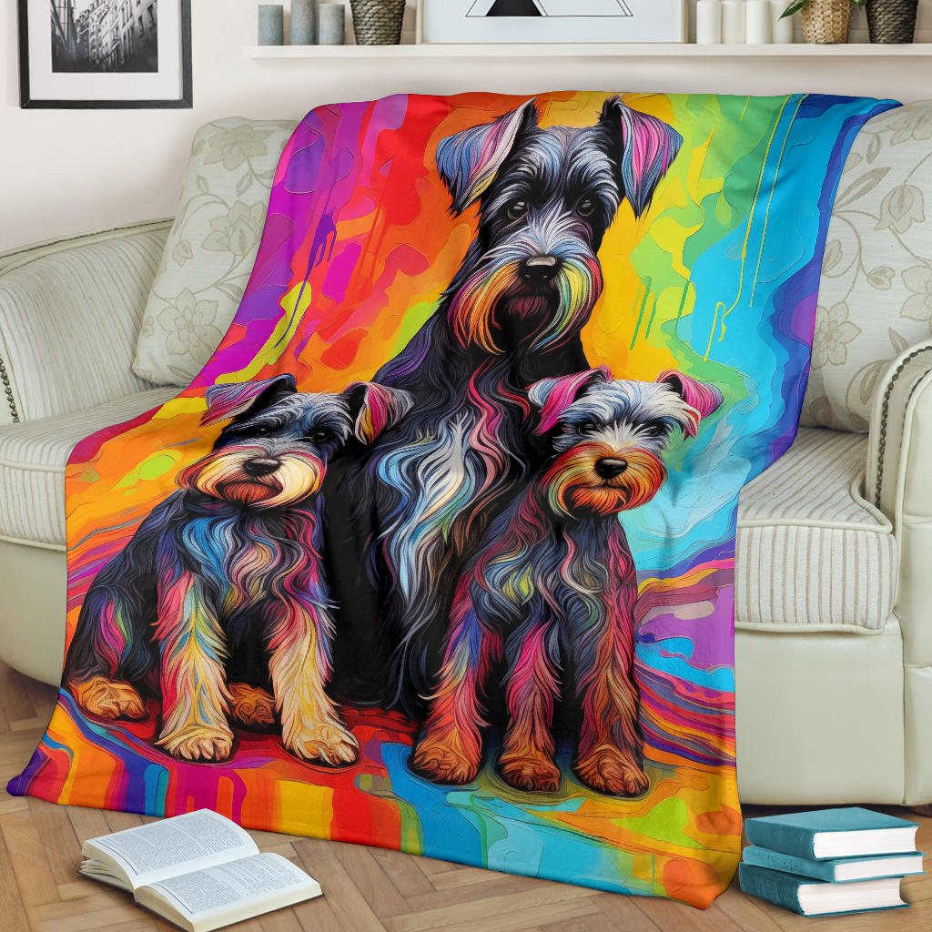 Miniature Schnauzer Blanket, Trippy Psychedelics Miniature Schnauzer Fleece Blanket, Miniature Schnauzer Throw Blanket, Miniature Schnauzer Gifts