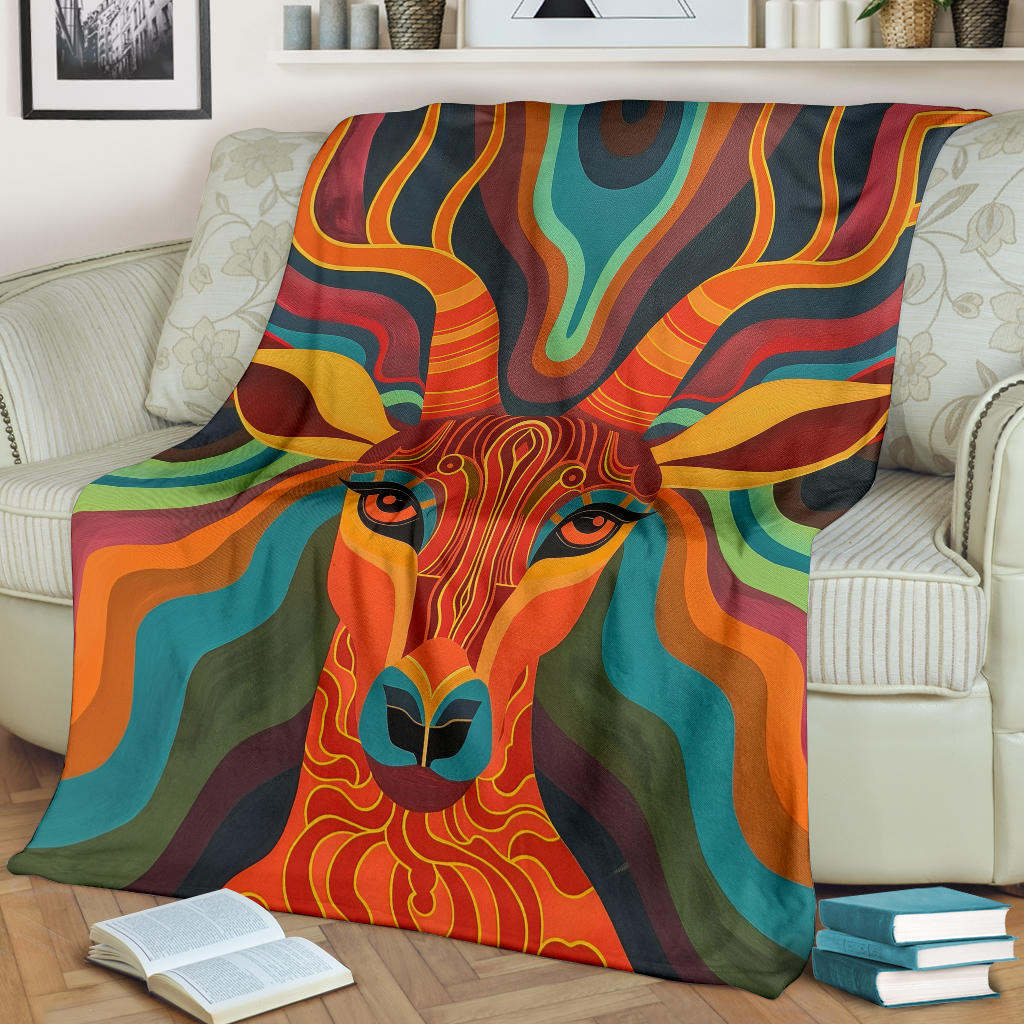 Antelope Blanket, Trippy Psychedelics Antelope Fleece Blanket, Antelope Throw Blanket, Antelope Gifts