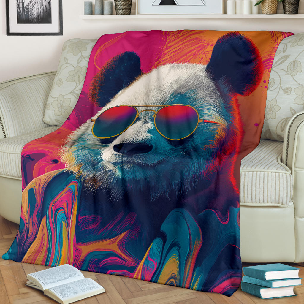 Panda Blanket, Trippy Psychedelics Panda Fleece Blanket, Panda Throw Blanket, Panda Gifts