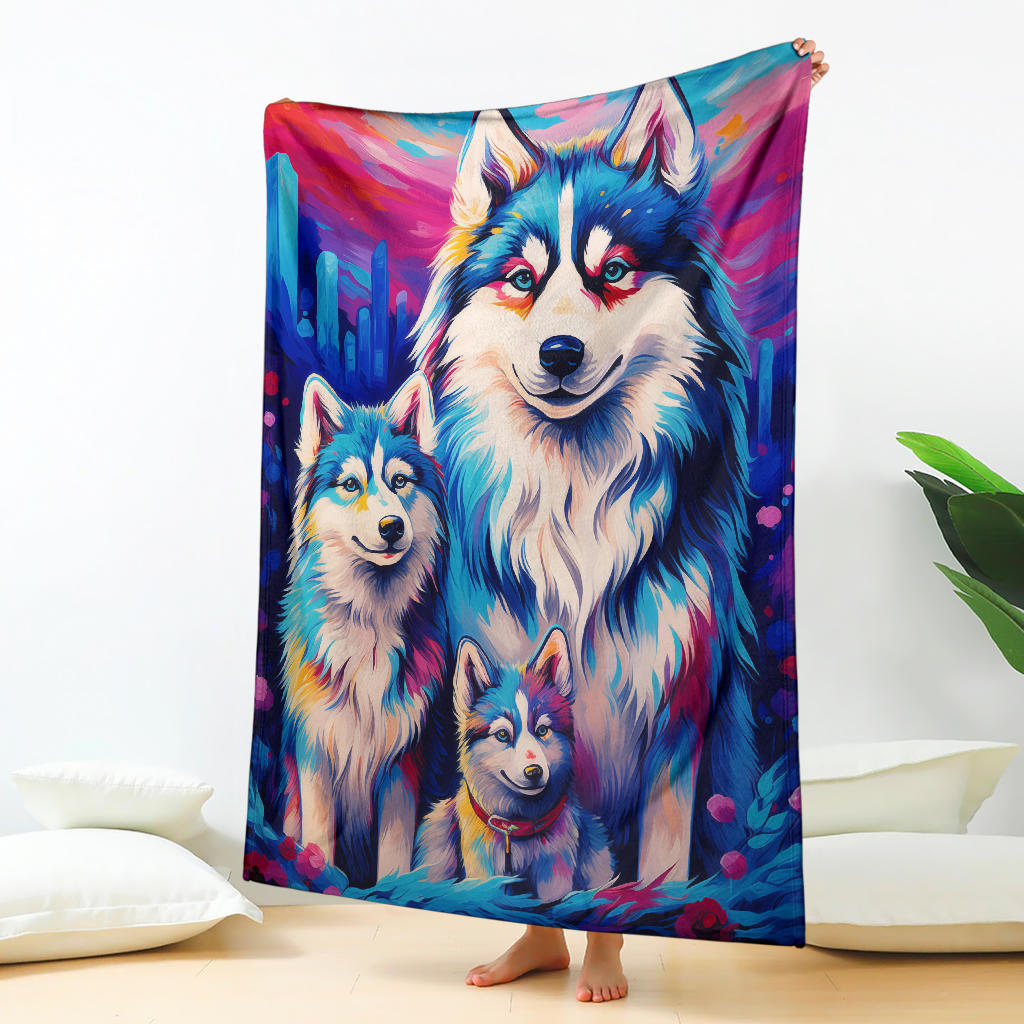 Alaskan Malamute Blanket, Trippy Psychedelics Alaskan Malamute Fleece Blanket, Alaskan Malamute Throw Blanket, Alaskan Malamute Gifts