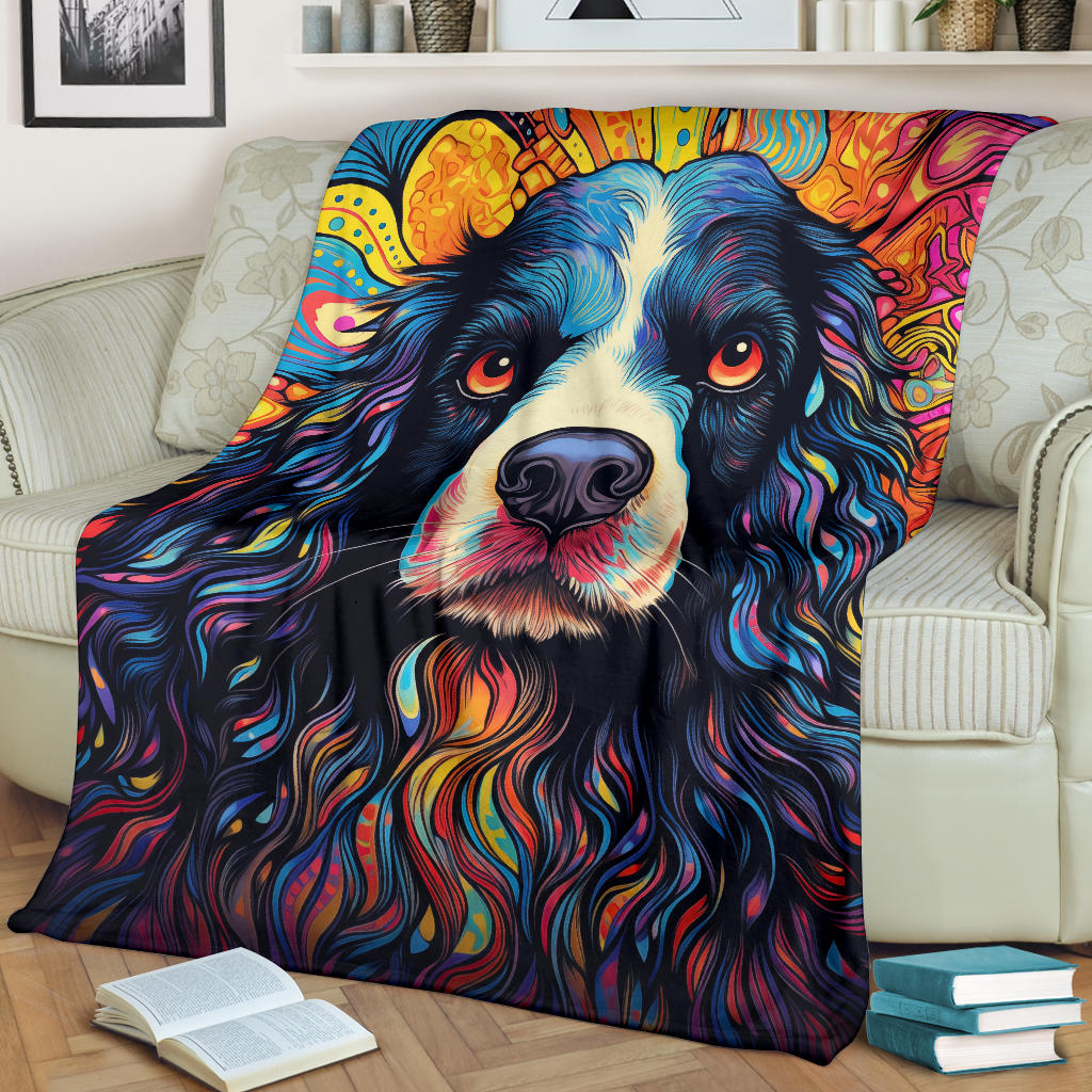 English Springer Spaniel Blanket, Trippy Psychedelics English Springer Spaniel Fleece Blanket, English Springer Spaniel Throw Blanket, English Springer Spaniel Gifts