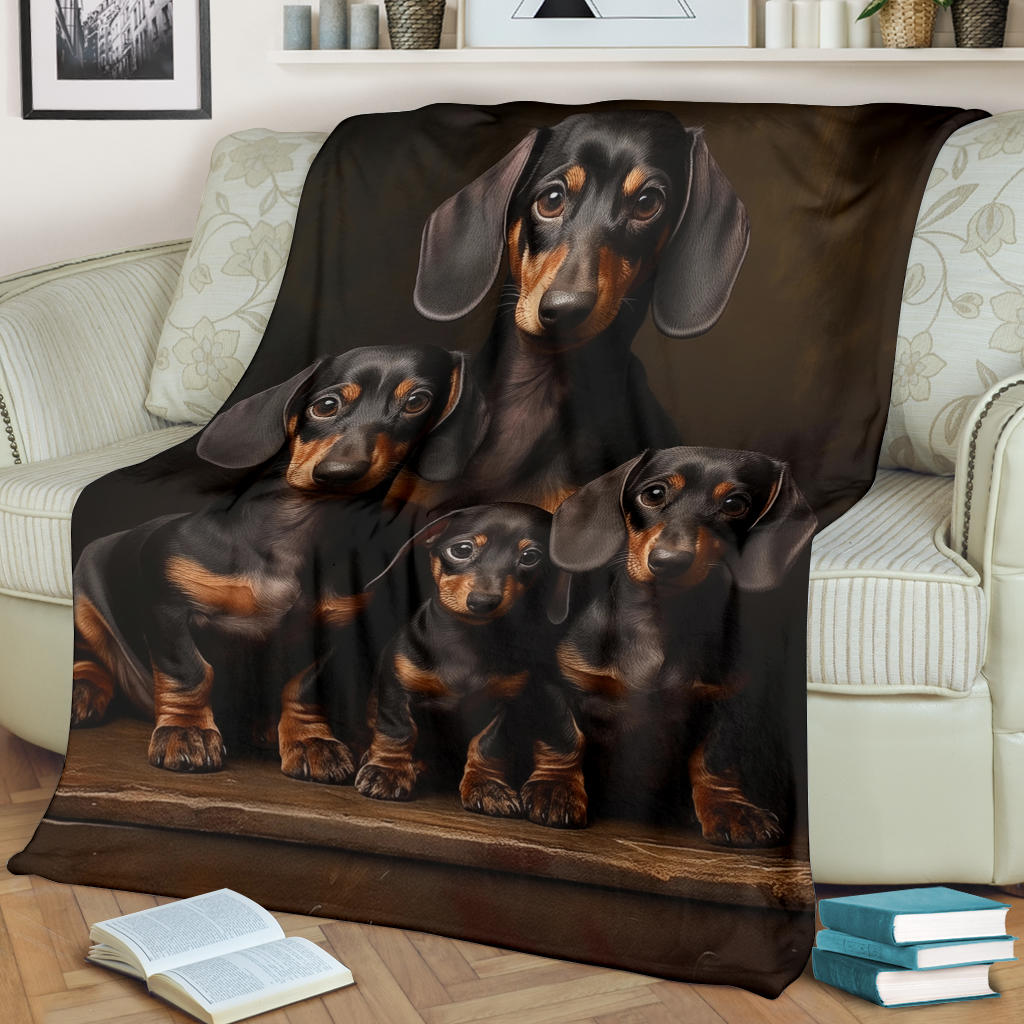 Dachshund Family Blanket, Dachshund Fleece Blanket, Dachshund Gifts, Dachshund Throw Blanket