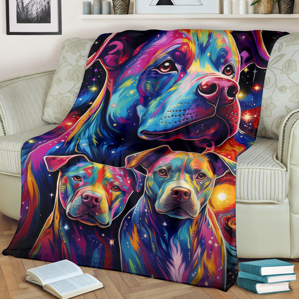 American Pit Bull Blanket, Trippy Psychedelics American Pit Bull Fleece Blanket, American Pit Bull Throw Blanket, American Pit Bull Gifts